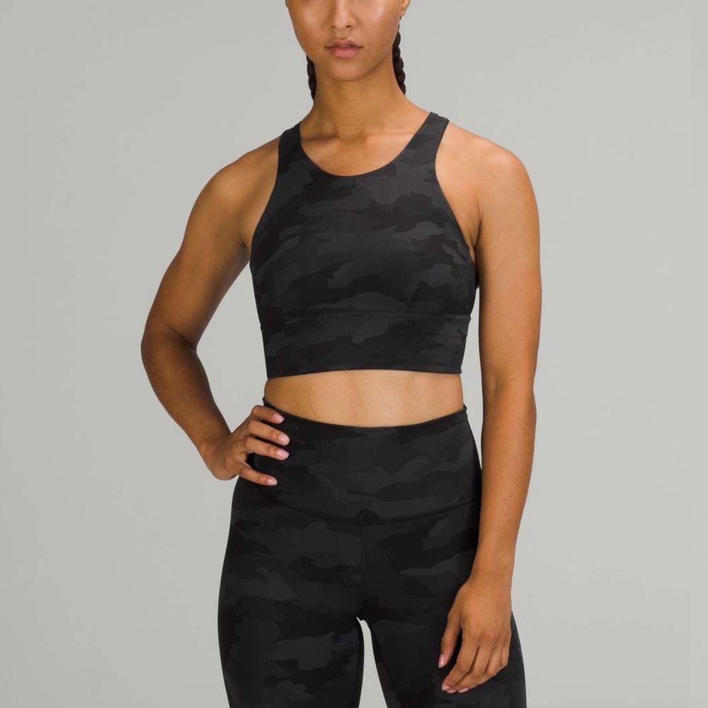 Lululemon Wunder Train Longline Bra Sz 8 In Heritage 365 Camo Deep Coal Multi